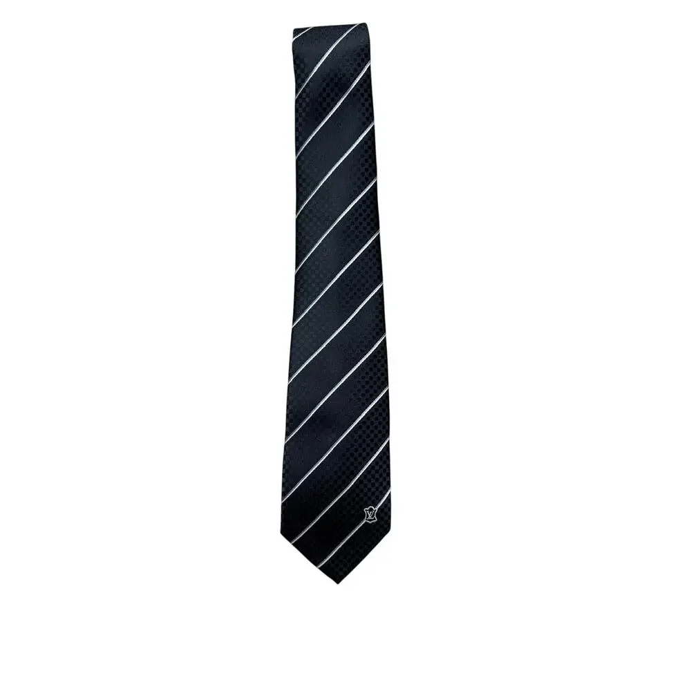 Louis Vuitton Paris Black 100% Silk Necktie